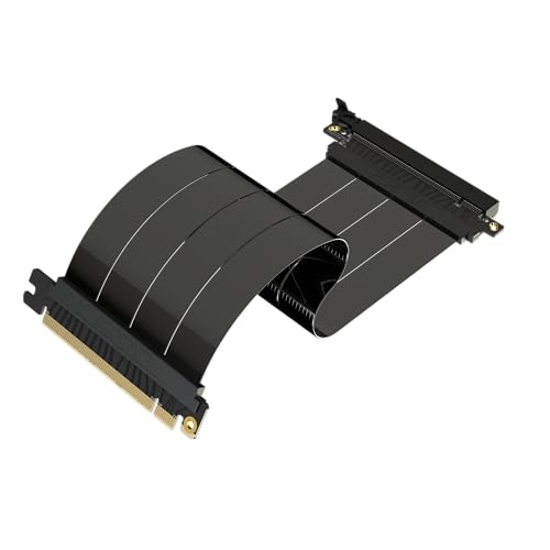 LINKUP - AVA5 PCIE 5.0 Riser-Kabel | Zukunftssicher für Gen 5 GPU Vertikal-Montage | x16 128GB/s Geschwindigkeit | PCIe 4.0 & WRX80SE Kompatibel | Gerade, Schwarz 25cm von LINKUP