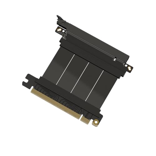 LINKUP - AVA5 PCIE 5.0 Riser-Kabel | Zukunftssicher für Gen 5 GPU Vertikal-Montage | x16 128GB/s Geschwindigkeit | PCIe 4.0 & WRX80SE Kompatibel | Gerade, Schwarz 5cm von LINKUP