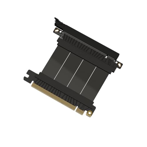 LINKUP - AVA5 PCIE 5.0 Riser-Kabel | Zukunftssicher für Gen 5 GPU Vertikal-Montage | x16 128GB/s Geschwindigkeit | PCIe 4.0 & WRX80SE Kompatibel | Gerade, Schwarz 5cm von LINKUP