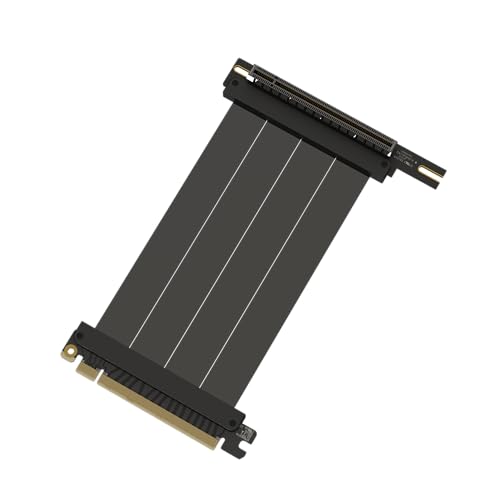 LINKUP - AVA5 PCIE 5.0 Riser-Kabel | Zukunftssicher für Gen 5 GPU Vertikal-Montage | x16 128GB/s Geschwindigkeit | PCIe 4.0 & WRX80SE Kompatibel | Linkswinkel, Schwarz 15cm von LINKUP