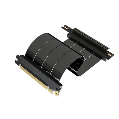 LINKUP - AVA5 PCIE 5.0 Riser-Kabel | Zukunftssicher für Gen 5 GPU Vertikal-Montage | x16 128GB/s Geschwindigkeit | PCIe 4.0 & WRX80SE Kompatibel | Rechter Winkel, Schwarz 20cm von LINKUP