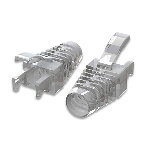 LINKUP - Cat6 RJ45 Easy Pass Thru Connector Boot | Ethernet LAN Internet Patch Cord Snagless Strain-Relief | Clear | 105 pc | For Round Cables von LINKUP