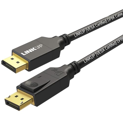 LINKUP - DisplayPort DP8K Kabel (VESA Zertifiziert) HBR3 DSC 1.2 | 60 120 144 240 Hz | 8K 5K 4K 3K 2K | UHD QHD FHD | Extreme Hochgeschwindigkeit Vergoldet | 28AWG Strapazierfähig - 5 Meter von LINKUP
