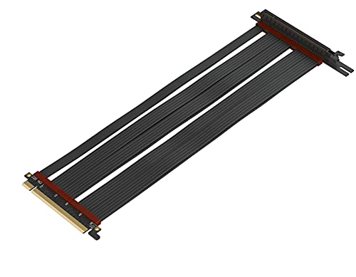 LINKUP - Extreme4+ PCIe 4.0 X16 Riser-Kabel [RTX4090 RX6950XT x570 Z690 Getestet] Twinax Abgeschirmt Schnelle Geschwindigkeit Vertikale Montage Gaming-PCI Express Gen4 | Linksgewinkelte Buchse (30cm) von LINKUP
