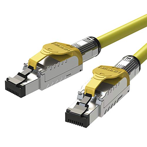LINKUP - [GHMT & DSX8000 Zertifiziert Cat8-Ethernet-Patchkabel S/FTP 22AWG Doppelt Geschirmtes Massivkabel┃2000MHz 2GHz 40Gbps┃5th-Gen-Ethernet-LAN-Netzwerk 40G-Strukturdrähte┃Gelb┃1M (3.3ft) von LINKUP
