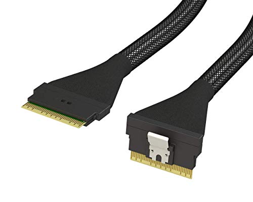 LINKUP - Slim SAS SFF-8654 8i Geradeaus zu SFF-8654 8i Gerade Nach Oben 24Gbps Hochgeschwindigkeits SAS 4.0/PCIe 4.0-Kabel für 85-Ohm-PCIe-Anwendung (NVMe SSD Slimline) 32AWG Gesleevter Kabel - 50cm von LINKUP