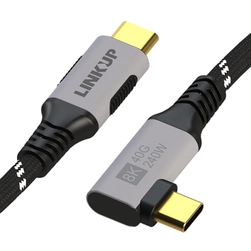 LINKUP - USB 4.0 240W 40Gbps Typ-C Thunderbolt 4 Kabel [1,2m RechterWinkel] 8K@60Hz Superschnell-Laden Daten Robust Ummantelt Kompatibel Mit iPhone 15/16 Pro/Max MacBook Pro/Air iPad Galaxy S23 von LINKUP