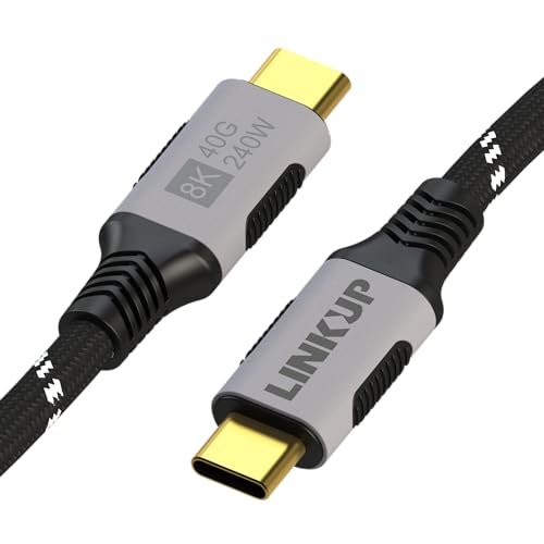 LINKUP - USB 4.0 240W 40Gbps Typ-C Thunderbolt 4 Kabel [1,8m] 8K@60Hz Video Superschnell-Laden und Daten Robust ummantelt Kompatibel mit iPhone 15 Pro/Max MacBook Pro/Air iPad Pro Galaxy S23 von LINKUP