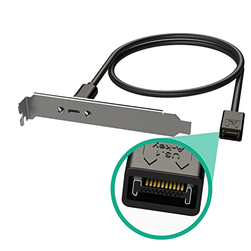 LINKUP - USB3.2 Gen2 2x2 20Gbps USB-C Typ Interne Panel Kabelmontage Motherboard Header Erweiterungsadapter┃20-Pin-A-Key-Stecker mit Abdeckung auf USB-C-Buchse mit PCI-Halterung - 40cm von LINKUP