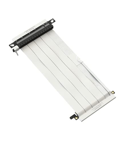 LINKUP - Ultra PCIe 4.0 X16 Riser-Kabel [RTX4090 RX6950XT x570 B550 Z690 Getestet] Geschirmte Vertikale Gaming-PCI-Express-Gen4-Montage | Dual Reverse-Anschlüsse (21cm) Entwickelt für ITX | Weiß von LINKUP