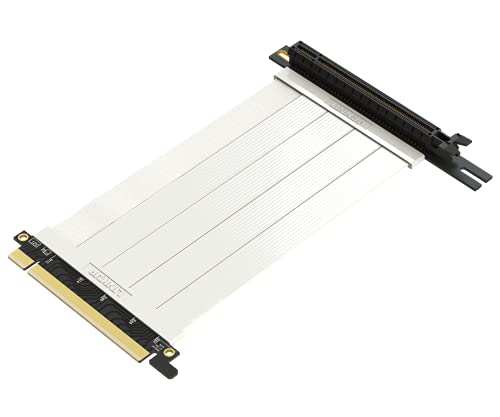 LINKUP - Ultra PCIe 4.0 X16 Riser-Kabel [RTX4090 RX6950XT x570 B550 Z690 Getestet] Geschirmte Vertikale Gaming-PCI-Express-Gen4-Montage┃Linksgewinkelte Buchse (15cm) 3.0 Gen3-Kompatibel┃Weiß von LINKUP