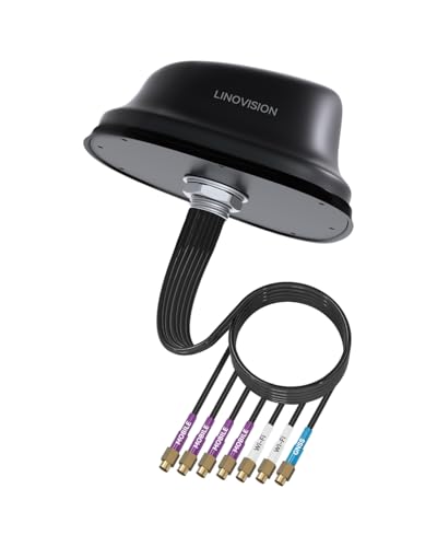 LINOVISION 5G LTE MIMO Combo 7-in-1 Antenne, 4X 5G LTE, 1x GNSS, 2X Wi-Fi, Outdoor Dach SMA Antenne mit 3m Kabel, Funktioniert mit Teltonika RUTM50, RUTX50, TRB500, RUTC50 (PR1KC640) von LINOVISION