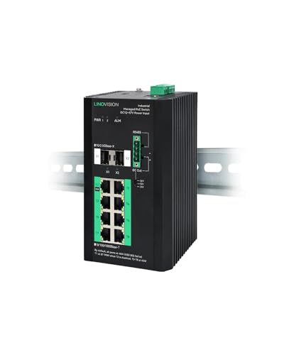 LINOVISION Industrial 8 Ports Full Gigabit Managed POE Switch mit DC12~57V Spannungseingang, L2 Management, RS485 Serial Port, 12/24V DC Ausgang, BT 90W POE Output，Q-PoE und P-PoE ohne Unterbrechung von LINOVISION