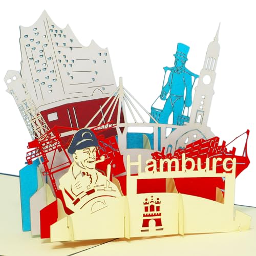 LIN 3D POP UP Karte Grußkarten Reisegutschein Geburtstag Karten Hamburg skyline, N193 von LINPOPUP