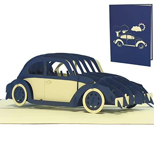 LIN17320, POP UP 3D Grußkarten Auto, Geburtstagskarten Führerschein Gutschein Auto Käfer, N215 von LINPOPUP