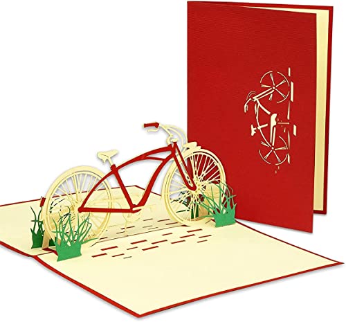 LINPOPUP®, LIN17099, POP UP Karte - 3D Geschenk-Gutschein für neues Fahrrad oder Fahrrad-Tour - Gutschein-Karte - Geburtstags-Karte - Klapp-Karte, N155 von LINPOPUP