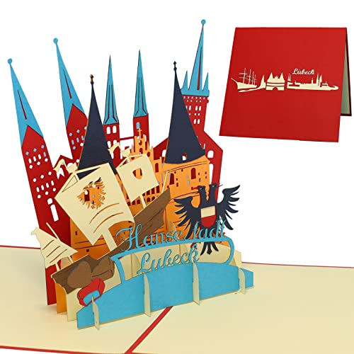 LINPOPUP®, LIN17319, Pop Up - 3D Karte, Glückwunschkarte Klappkarte Geburtstag Reisegutschein Stadt Lübeck, N219 von LINPOPUP