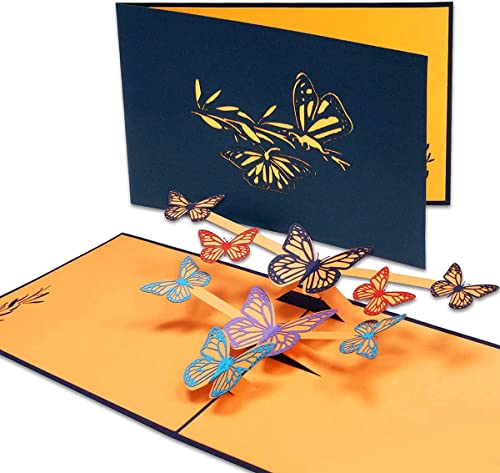 LINPOPUP®, LIN17539, POP UP Karte Schmetterling - 3D Geburtstags-Karte - Gruß-Karte mit Schmetterlings-Motiv - Klapp-Karte - Muttertag - Geburtstag, N293 von LINPOPUP