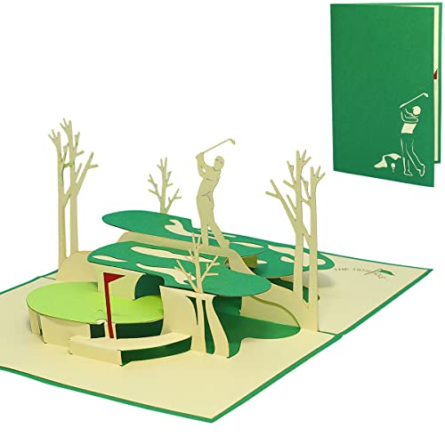 LINPOPUP®, LIN17596, Pop Up Geburtstagskarte, POP UP 3D Karte Golf, Grußkarten Golf, Golfkarten, Geburtstagskarten Gutschein Golftour Einladungskarten Jubiläumsfeier, Golf, N350 von LINPOPUP