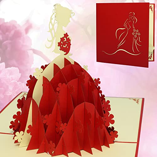 LINPOPUP®, Pop Up 3D Karte, Hochzeitskarte, Hochzeitseinladung, Brautkleid, N225 von LINPOPUP