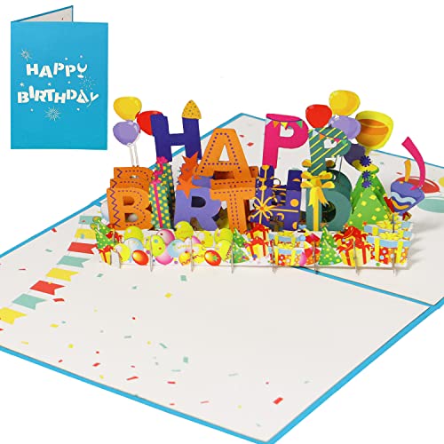 LINPOPUP® 3D Pop-Up Grußkarten Geburtstag, Geburtstagskarte mit Umschlag, Happy Birthday - Gutscheinkarte zum Geburtstag, Geschenk für Freunde, Mann, Frau, Kollegen, Geburtstagsgeschenk, N130 von LINPOPUP