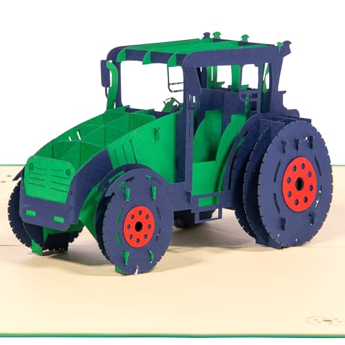 LINPOPUP® Pop Up Karte Trecker, 3D Geburtstagskarte Traktor mit Umschlag, Glückwunschkarte für Jungs Mann, Gutscheinkarte Geschenk für Bauenhof Urlaub, EInladungskarten Kindergeburtstag, N223 von LINPOPUP