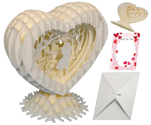 LINPOPUP Pop-Up Karte Herz, Liebes Geschenk für sie und ihn – Valentinstags Geschenk - Jahrestag und Hochzeitstag – Handgemachte Herz aus hochwertigem Papier, MagicPaper von LINPOPUP