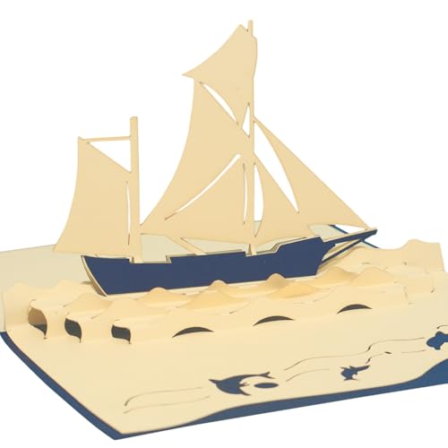 LINPopUp®, LIN17051, POP UP 3D Grußkarten Glückwunschkarten Geburtstagskarten Schiff, Reisegutschein Segelboot, N104 von LINPOPUP