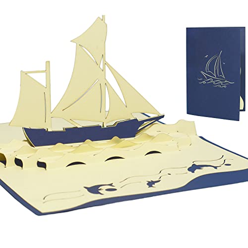 LINPopUp®, LIN17051, POP UP 3D Grußkarten Glückwunschkarten Geburtstagskarten Schiff, Reisegutschein Segelboot, N104 von LINPOPUP