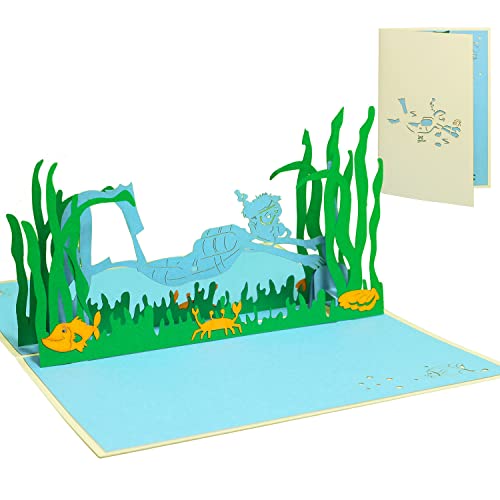 LINPopUp®, LIN17186, Pop Up Grußkarte 3D Grußkarten Glückwunsch Gutschein Wasserwelt Tauchen, N107 von LINPOPUP
