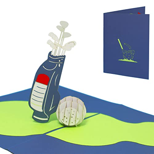 LINPopUp®, LIN17321, POP UP Karte- Golf 3D Karte Golfspiel, Grußkarte Golf, Geburtstagskarte Gutschein Golf, N213 von LINPOPUP