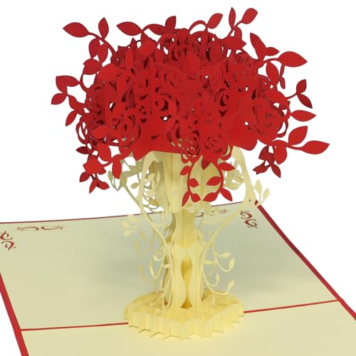 LINPopUp® Karte 3D Grußkarte Geburtstagskarte Gutschein Besserung Danke Muttertag Rosen, N45 von LINPOPUP
