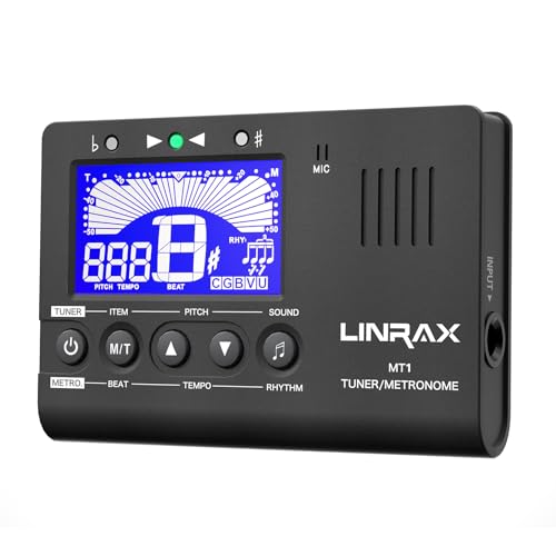 Linrax MT1 Metronom Stimmgerät, 3 in 1 Digitales Metronom Stimmgerät Tongenerator für Gitarre Bass Ukulele Violine Saxophon Trompete Klarinette Flöte, Präzise Stimmung und Tempo für Alle Instrumente von LINRAX