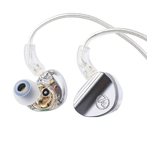 LINSOUL 7HZ SONUS 1DD+1BA Dual Driver In Ear Monitor, HiFi In Ear Kopfhörer IEM, mit abnehmbarem High-End versilbertem OCC Kabel, Aluminium Back Cavity für Audiophile, Gaming Earbuds(Grau,3.5mm) von LINSOUL