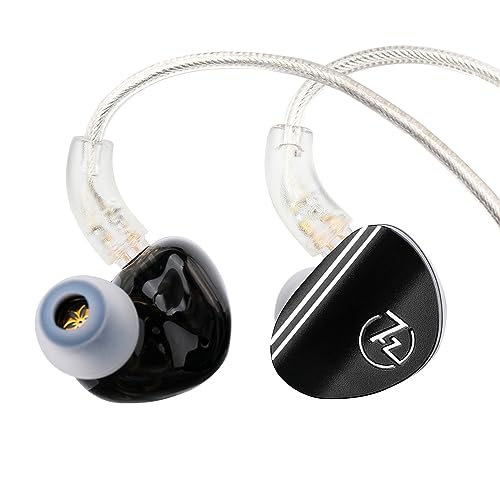 LINSOUL 7HZ SONUS 1DD+1BA Dual Driver In Ear Monitor, HiFi In Ear Kopfhörer IEM, mit abnehmbarem High-End versilbertem OCC Kabel, Aluminium Back Cavity für Audiophile, Gaming Earbuds(Schwarz,3.5mm) von LINSOUL