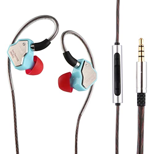 LINSOUL 7Hz Salnotes Zero HiFi 10 mm dynamischer Treiber In-Ear-Kopfhörer IEM mit Metallverbundmembran, Edelstahl-Frontplatte, abnehmbares 2-poliges OFC-Kabel(Blau,Mit Mikrofon,3,5 mm) von LINSOUL