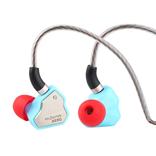 LINSOUL 7Hz Salnotes Zero HiFi 10 mm dynamischer Treiber In-Ear-Kopfhörer IEM mit Metallverbundmembran, Edelstahl-Frontplatte, abnehmbares 2-poliges OFC-Kabel(Blau,Ohne Mikrofon,3,5 mm) von LINSOUL