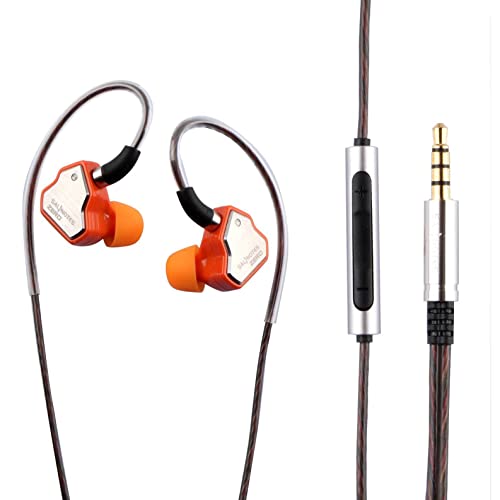 LINSOUL 7Hz Salnotes Zero HiFi 10 mm dynamischer Treiber In-Ear-Kopfhörer IEM mit Metallverbundmembran, Edelstahl-Frontplatte, abnehmbares 2-poliges OFC-Kabel(Orange,Mit Mikrofon,3,5 mm) von LINSOUL