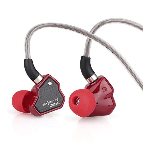 LINSOUL 7Hz Salnotes Zero HiFi 10 mm dynamischer Treiber In-Ear-Kopfhörer IEM mit Metallverbundmembran, Edelstahl-Frontplatte, abnehmbares 2-poliges OFC-Kabel(Rot,Ohne Mikrofon,3,5 mm) von LINSOUL