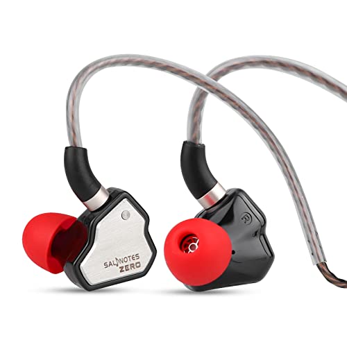 LINSOUL 7Hz Salnotes Zero HiFi 10 mm dynamischer Treiber In-Ear-Kopfhörer IEM mit Metallverbundmembran, Edelstahl-Frontplatte, abnehmbares 2-poliges OFC-Kabel(Schwarz,Ohne Mikrofon,3,5 mm) von LINSOUL