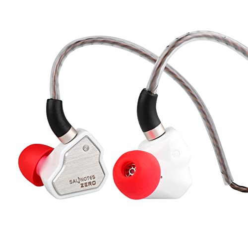 LINSOUL 7Hz Salnotes Zero HiFi 10 mm dynamischer Treiber In-Ear-Kopfhörer IEM mit Metallverbundmembran, Edelstahl-Frontplatte, abnehmbares 2-poliges OFC-Kabel(Weiß,Ohne Mikrofon,3,5 mm) von LINSOUL