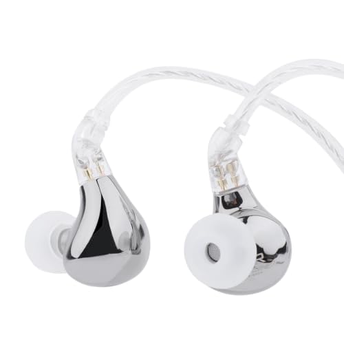 LINSOUL BLON BL03 II In-Ear-Monitor, 10 mm Dynamischer Zweikammer-Treiber IEM, Kabelgebundene HiFi-Ohrhörer mit Abnehmbarem 2-Pin-Kabel für Musiker Audiophile (3,5 mm ohne Mikro, Silber) von LINSOUL