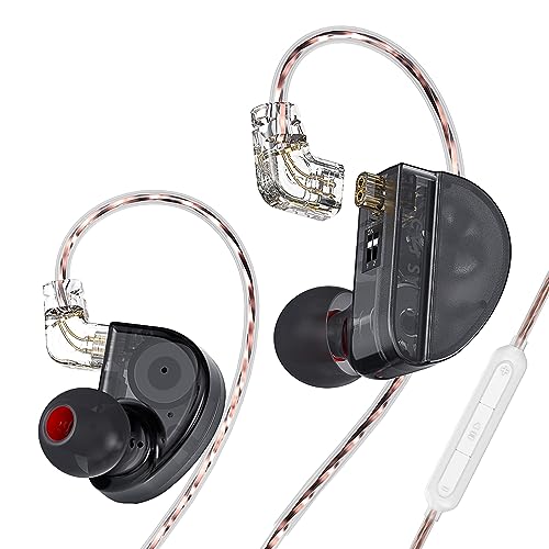 LINSOUL CVJ Konoka 1 Vibrationstreiber + 1 DD +1 BA Dreifach-Hybrid-Treiber in Ear-Kopfhörer mit 4 akustischen Modi, abnehmbarem sauerstofffreiem Kupfer 2 Pin-Kabel (with Mic, Black) von LINSOUL