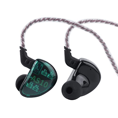 LINSOUL KZ AS10 5BA HiFi Stereo In-Ear Kopfhörer - Hochauflösender Kopfhörer mit abnehmbaren 0,75 mm 2-Pin Kabel, fünf BA-Treibern und passivem Noise Cancelling (Ohne Mic, Cyan) von LINSOUL