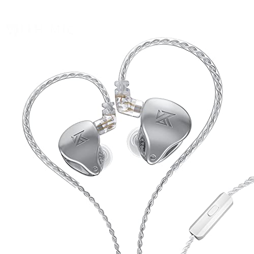 LINSOUL KZ AST 24 Units Balanced Armature Combination In-Ear Earphones IEM with Detachable 2pin 0.75 Cable for Musicians Audiophile (with mic, Silver) von LINSOUL
