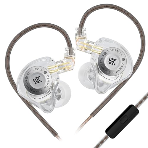 LINSOUL KZ EDX Pro X In-Ear-Kopfhörer, einzelner dynamischer Treiber HiFi In-Ear-Monitor mit ergonomischer Form, kabelgebundener Gaming-Kopfhörer (Mit Mikrofon, Klar) von LINSOUL