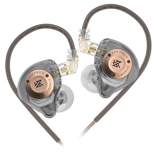LINSOUL KZ EDX Pro X In-Ear-Kopfhörer, einzelner dynamischer Treiber HiFi In-Ear-Monitor mit ergonomischer Form, kabelgebundener Gaming-Kopfhörer (Ohne Mikrofon, Grau) von LINSOUL