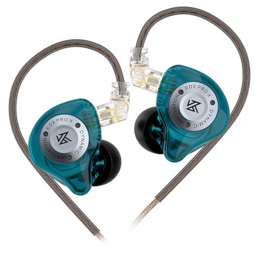 LINSOUL KZ EDX Pro X In-Ear-Kopfhörer, einzelner dynamischer Treiber HiFi In-Ear-Monitor mit ergonomischer Form, kabelgebundener Gaming-Kopfhörer (Ohne Mikrofon, Türkis) von LINSOUL