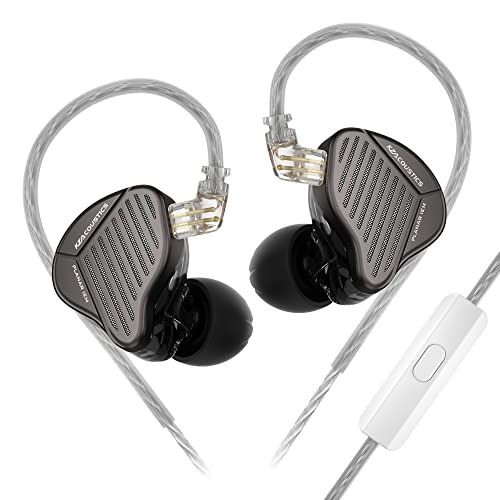 LINSOUL KZ PR1 13.2mm Planar Diaphragm Driver HiFi in-Ear Monitors IEM with Detachable 2pin OFC Silver-Plated Cable Microphone for Audiophile Studio Musician (Black, with Mic) von LINSOUL