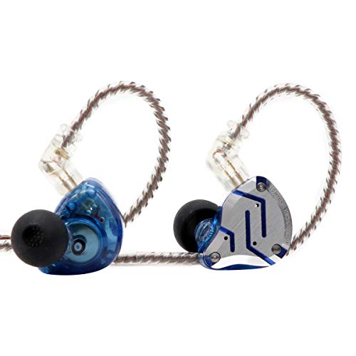 LINSOUL KZ ZS10 Pro, 4BA+1DD 5 Treiber In-Ear-Monitor, HiFi Kabelgebundene Ohrhörer, Gaming-Kopfhörer, Hybrid IEM Kopfhörer, 2-poliges abnehmbares Kabel(Mit Mic, Blendung Blau) von LINSOUL